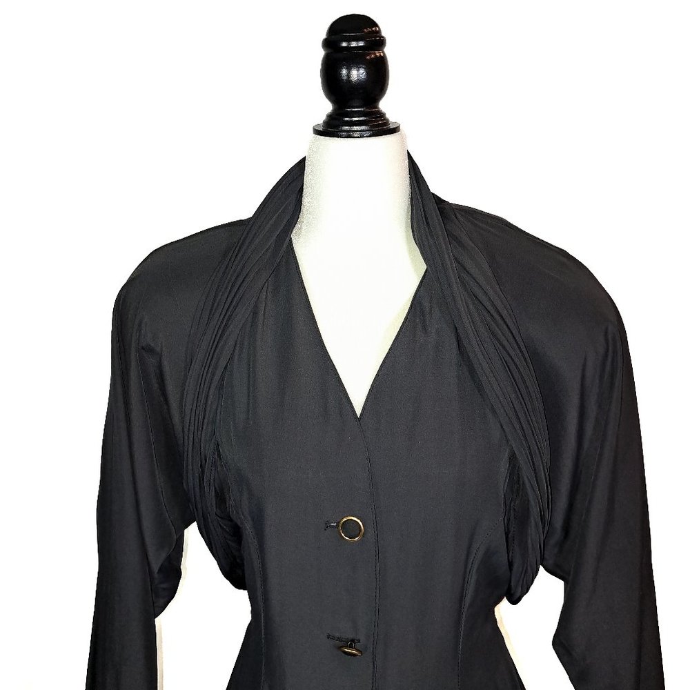 Tailored Black Coat Dress Vintage 80s